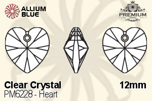 PREMIUM Heart Pendant (PM6228) 12mm - Clear Crystal