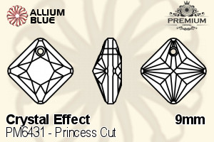 PREMIUM CRYSTAL Princess Cut Pendant 9mm Crystal Vitrail Light