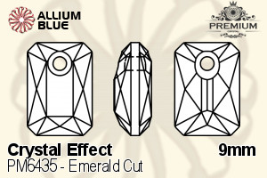 PREMIUM Emerald Cut Pendant (PM6435) 9mm - Crystal Effect
