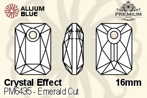 PREMIUM CRYSTAL Emerald Cut Pendant 16mm Crystal Silver Night