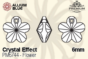 PREMIUM CRYSTAL Flower Pendant 6mm Crystal Silver Night