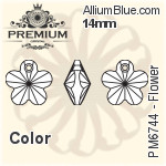 プレミアム Flower ペンダント (PM6744) 14mm - カラー