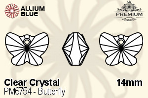PREMIUM CRYSTAL Butterfly Pendant 14mm Crystal