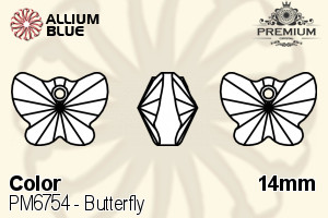 PREMIUM CRYSTAL Butterfly Pendant 14mm Light Siam