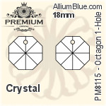 PREMIUM Octagon 1-Hole Pendant (PM8115) 12mm - Clear Crystal
