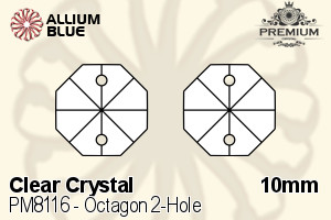 PREMIUM CRYSTAL Octagon 2-Hole Pendant 10mm Crystal