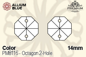 PREMIUM CRYSTAL Octagon 2-Hole Pendant 14mm Burgundy