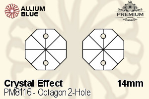 PREMIUM CRYSTAL Octagon 2-Hole Pendant 14mm Crystal Blue Purple