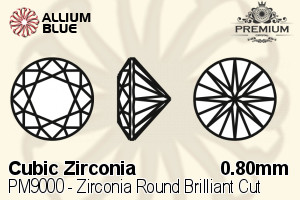 PREMIUM CRYSTAL Zirconia Round Brilliant Cut 0.8mm Zirconia Blue Topaz