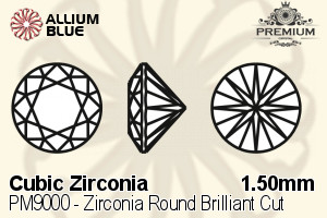 PREMIUM CRYSTAL Zirconia Round Brilliant Cut 1.5mm Zirconia Black