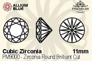 PREMIUM CRYSTAL Zirconia Round Brilliant Cut 11mm Zirconia Black