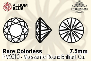 PREMIUM CRYSTAL Moissanite Round Brilliant Cut 7.5mm White Moissanite F