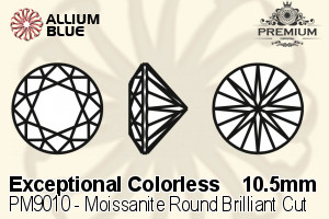 PREMIUM Moissanite Round Brilliant Cut (PM9010) 10.5mm - Exceptional Colorless