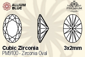 PREMIUM CRYSTAL Zirconia Oval 3x2mm Zirconia Champagne