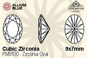 PREMIUM CRYSTAL Zirconia Oval 9x7mm Zirconia Blue Sapphire