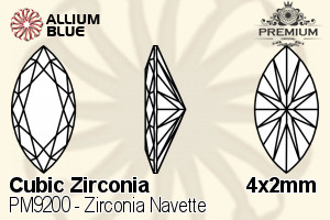 PREMIUM CRYSTAL Zirconia Navette 4x2mm Zirconia Blue Topaz