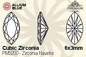 PREMIUM CRYSTAL Zirconia Navette 6x3mm Zirconia Black