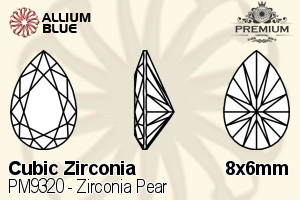 PREMIUM CRYSTAL Zirconia Pear 8x6mm Zirconia Canary Yellow