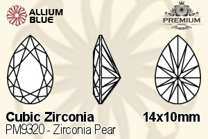 PREMIUM CRYSTAL Zirconia Pear 14x10mm Zirconia Blue Topaz