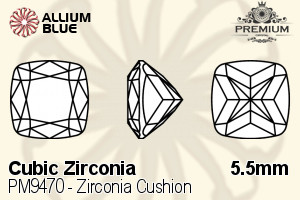 PREMIUM CRYSTAL Zirconia Cushion 5.5mm Zirconia Black