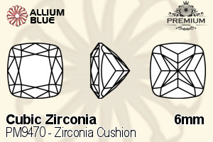 PREMIUM CRYSTAL Zirconia Cushion 6mm Zirconia Black