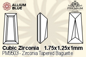 PREMIUM CRYSTAL Zirconia Tapered Baguette 1.75x1.25x1mm Zirconia White
