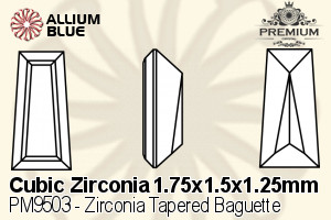 PREMIUM CRYSTAL Zirconia Tapered Baguette 1.75x1.5x1.25mm Zirconia White