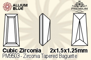 PREMIUM CRYSTAL Zirconia Tapered Baguette 2x1.5x1.25mm Zirconia White
