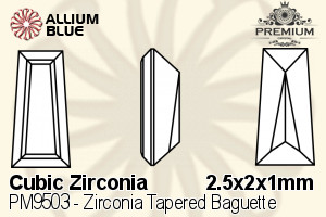 PREMIUM CRYSTAL Zirconia Tapered Baguette 2.5x2x1mm Zirconia White
