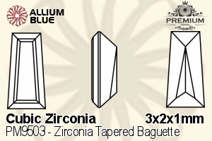 PREMIUM CRYSTAL Zirconia Tapered Baguette 3x2x1mm Zirconia White