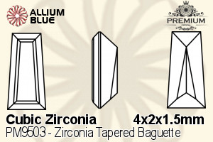 PREMIUM CRYSTAL Zirconia Tapered Baguette 4x2x1.5mm Zirconia White