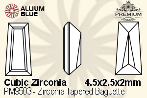 PREMIUM CRYSTAL Zirconia Tapered Baguette 4.5x2.5x2mm Zirconia White