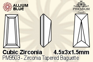 PREMIUM CRYSTAL Zirconia Tapered Baguette 4.5x3x1.5mm Zirconia White