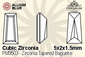 PREMIUM CRYSTAL Zirconia Tapered Baguette 5x2x1.5mm Zirconia White