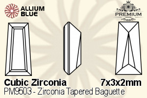 PREMIUM Zirconia Tapered Baguette (PM9503) 7x3x2mm - Cubic Zirconia