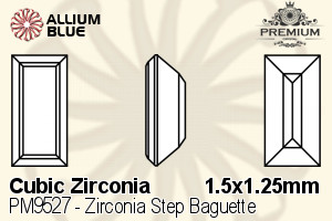 PREMIUM CRYSTAL Zirconia Step Baguette 1.5x1.25mm Zirconia White
