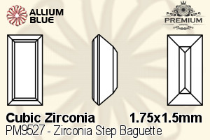 PREMIUM CRYSTAL Zirconia Step Baguette 1.75x1.5mm Zirconia White