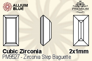 PREMIUM CRYSTAL Zirconia Step Baguette 2x1mm Zirconia White