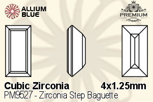 PREMIUM CRYSTAL Zirconia Step Baguette 4x1.25mm Zirconia White