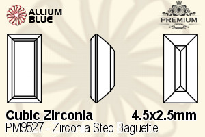 PREMIUM CRYSTAL Zirconia Step Baguette 4.5x2.5mm Zirconia White