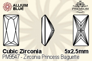 PREMIUM CRYSTAL Zirconia Princess Baguette 5x2.5mm Zirconia Black