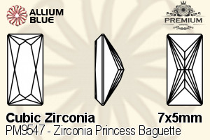 PREMIUM CRYSTAL Zirconia Princess Baguette 7x5mm Zirconia Tanzanite