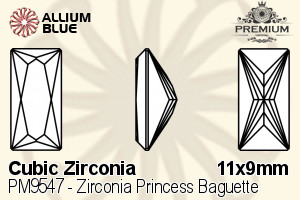 PREMIUM CRYSTAL Zirconia Princess Baguette 11x9mm Zirconia Champagne