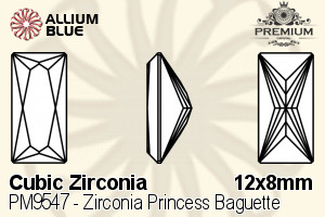 PREMIUM CRYSTAL Zirconia Princess Baguette 12x8mm Zirconia Golden Yellow