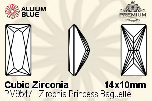 PREMIUM CRYSTAL Zirconia Princess Baguette 14x10mm Zirconia White