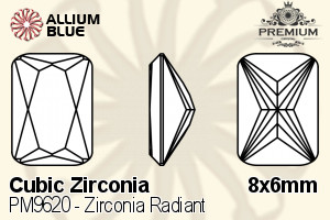 PREMIUM CRYSTAL Zirconia Radiant 8x6mm Zirconia Blue Topaz