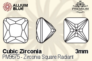 PREMIUM CRYSTAL Zirconia Square Radiant 3mm Zirconia White