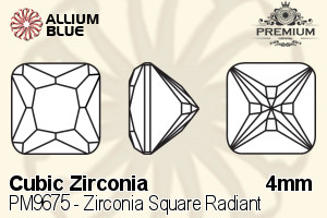 PREMIUM CRYSTAL Zirconia Square Radiant 4mm Zirconia Blue Topaz