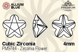 PREMIUM CRYSTAL Zirconia Flower 4mm Zirconia White