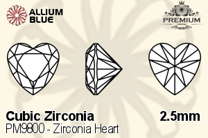PREMIUM CRYSTAL Zirconia Heart 2.5mm Zirconia Champagne